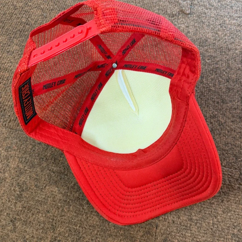 A+ Motley Crue Girls Girls Girls Trucker Hat Red White Snapback Rock Band Cap